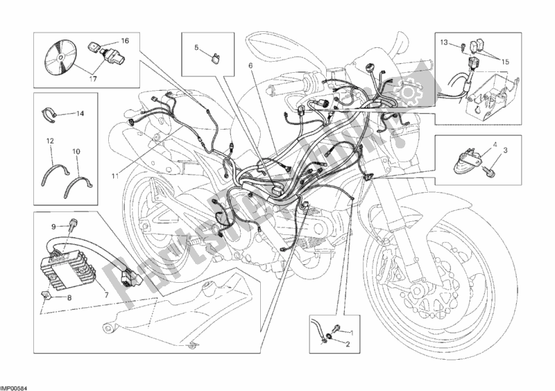Tutte le parti per il Cablaggio Elettrico del Ducati Monster 696 USA 2012
